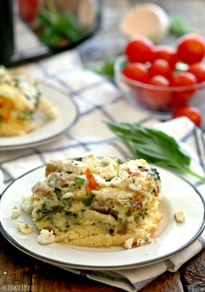 Crockpot Healthy Sausage Mediterranean Quiche, an easy and delicious breakfast or brunch! | The Cookie Rookie